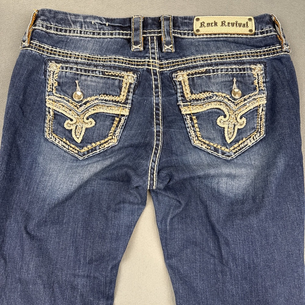 Rock Revival Jeans 29/31 Betty Easy Skinny Embellished Rhinestone thick stitch